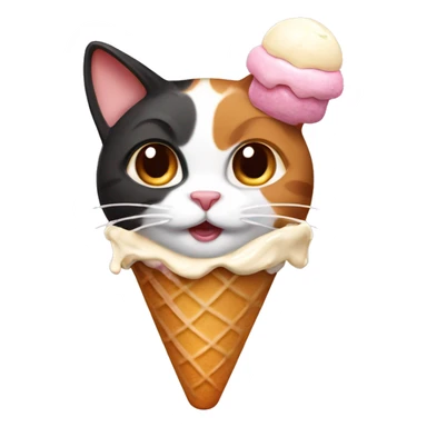 calico cat with icecream sundae  sticker