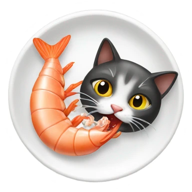 Cat eating shrimp sticker
