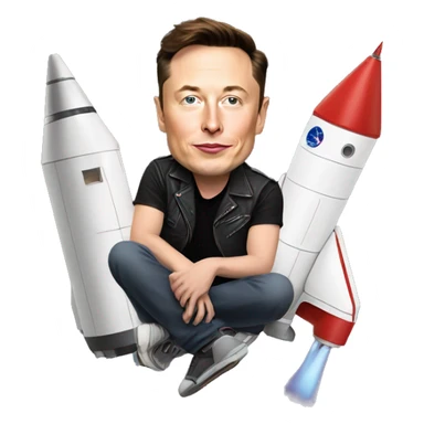 Elon Musk sitting on top of a flying space rocket sticker