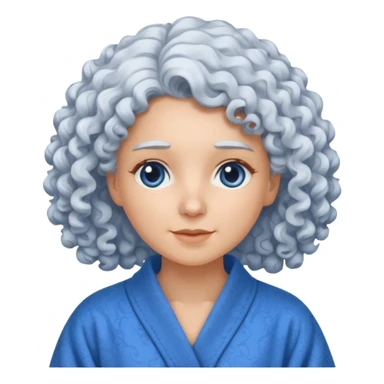  curly white haired woman in blue robe sticker