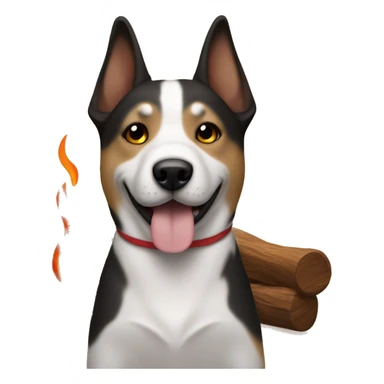 Dog lat in front of fire sticker