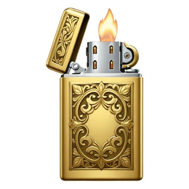 Vintage gold lighter from the Lighter and Princess drama, cinematic lighting, hyper-realistic sticker