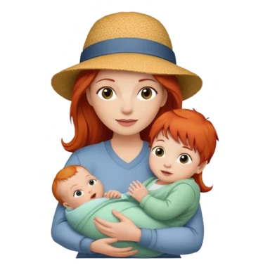 red haired Mother with Hats with her baby sticker