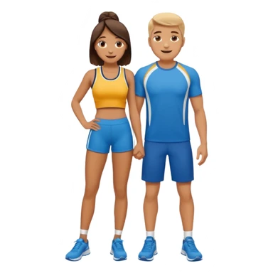 full-length happy couple in sportswear sticker