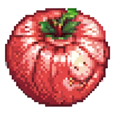 vibrant stylized whole red apple sprite for 2D fruit ninja game, pixel art style, matching previous fruit style sticker