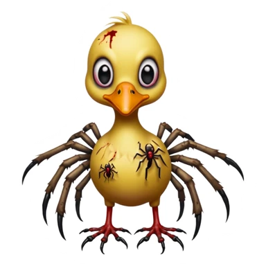 Zombie duckling with spider legs horror bloody eyes sticker