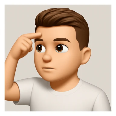 Based on these photos, make an emoji with facial features preserved, a man in a white T-shirt, looking into the distance sticker