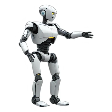robot stretch left hand, chest Shot, lateral view sticker