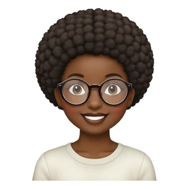Girl showing happiness, dark skin, short afro, round glasses sticker