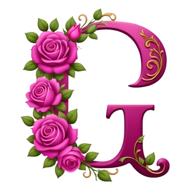 Magenta flowery romantic alphabet letter sticker