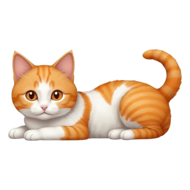 full body tiny short hair ginger and white cat with orange eyes lying down sticker