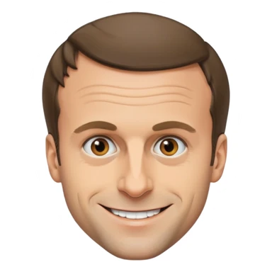 Emmanuel Macron with a weird smile sticker