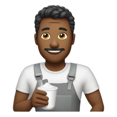 Man with cup of yogurt sticker