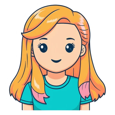 Ginger with blonde highlights long haired girl with lashes, blush, and pink shirt sticker