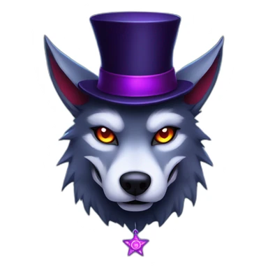 demonic wolf with a pentagram top hat and a mysterious night sticker