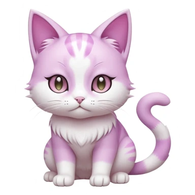 Smooth soft furry hyper-realistic elegant pretty beautiful gorgeous innocent precious divine cute kawaii anime-styled white and pastel-violet Cat-Pokémon-Fakémon-Digimon-hybrid-fusion-creature (full body) sticker