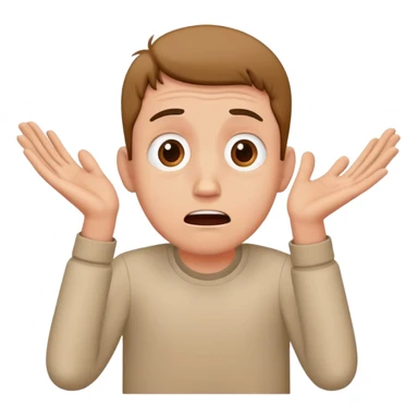 anxious man with hands outstretched in begging position with worried fearful expression sticker