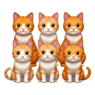 6 different colour cats only 1 orange sticker