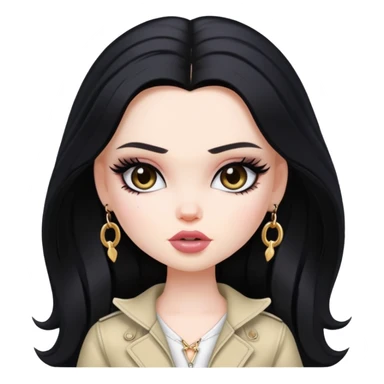 pretty bratz baddie, long black hair, pale skin sticker