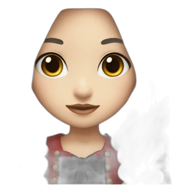 rpg-girl-with-long-straight white-hair-and-red-dress and black tights like chibi sticker