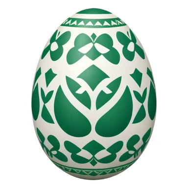 decor egg, symmetry simple pattern, green and white sticker