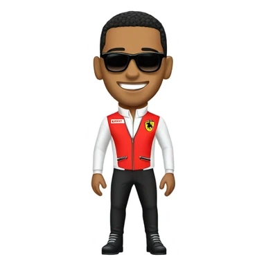 Lewis Hamilton with Ferrari’suits sticker