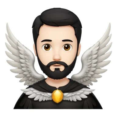 black hair, bearded man angel sticker