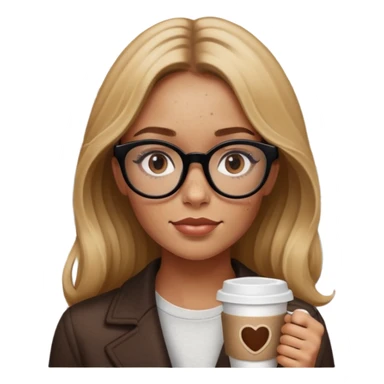 genera una ragazza bionda scura con lentiggini e occhali neri spesso a Londra con in mano un caffè  sticker