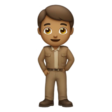 man with small eyes and light brown doing llp salution sticker