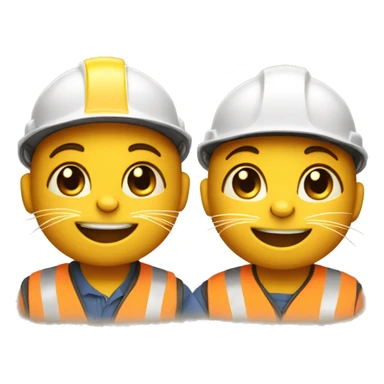 two happy cats dressed as construction workers sticker