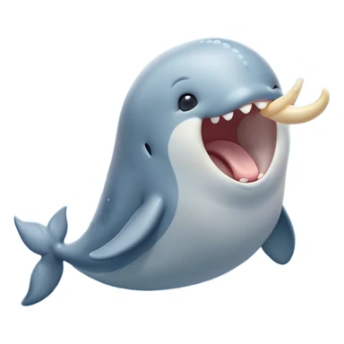 Cinematic Cute Yawning Narwhal Portrait Emoji, Head tilted slightly with a dramatic, wide-open yawn, showcasing a sleek, graceful form and a subtly curved tusk, sleepy eyes half-closed in drowsy contentment, Simplified yet irresistibly adorable features, highly detailed, glowing with a soft, cozy oceanic glow, high shine, relaxed yet expressive, stylized with a touch of whimsical charm, bright and endearing, soft glowing outline, capturing the essence of a drowsy yet affectionate sea guardian that seems ready to drift out of the screen for a nap! sticker