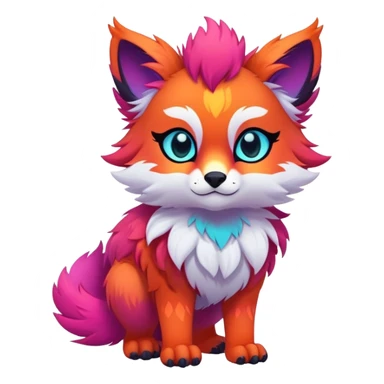 Neon-colored multi-colored cute cool exotic Falvie-Fionbri-fantasy-creature-fursona, full body, with markings sticker