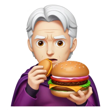 Magneto eating a burger, apple emoji style sticker