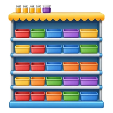 store display shelf with stuff sticker