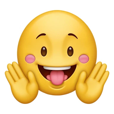 funny emoji face, tongue out, hands on both sides sticker