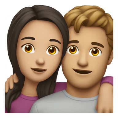 the brunette girl put her head on the shoulder of the brunette guy sticker