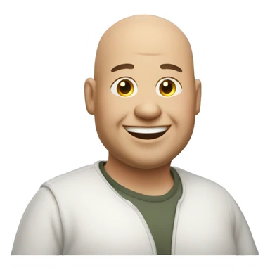 Fat bald men 30 yo with smile sticker