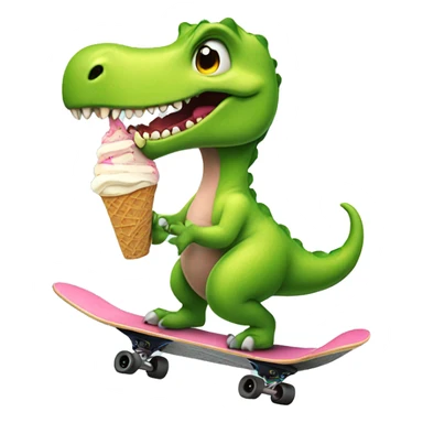 A dinosaur skateboard eating ice cream  sticker
