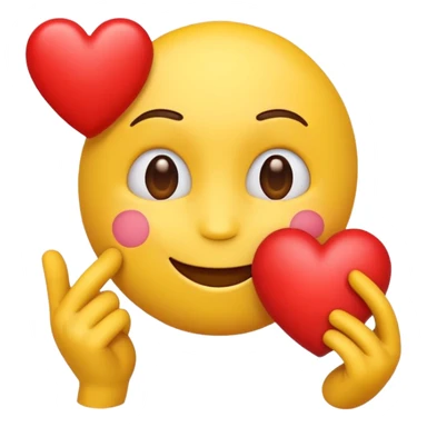 Yellow emoji holding a heart sticker