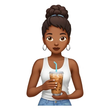 Black woman drinking iced coffee sticker