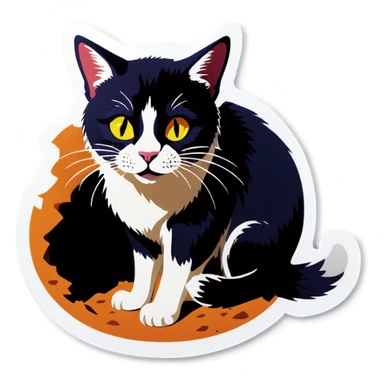 Cat digging hole  sticker