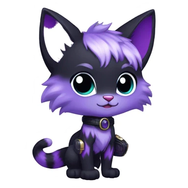 Anthro-Edgy-Cool-Black-Purple-Cat-Contrast-Colors-Fantasy-Fur-Sona-Chibi-Shiny-Fakémon-Hybrid full body sticker