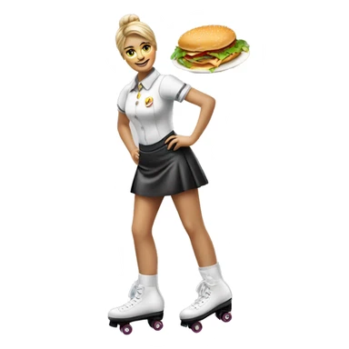 waitress on roller skates McDonald's uniform dress realistic  sticker