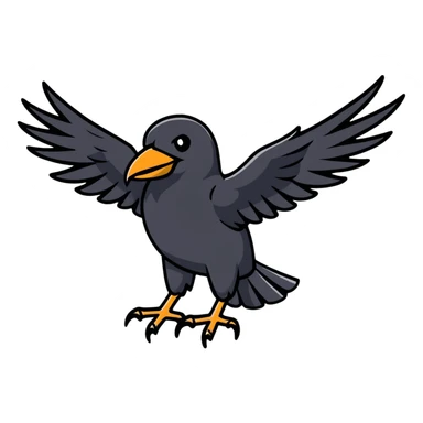 crow with black wings and white breast sticker