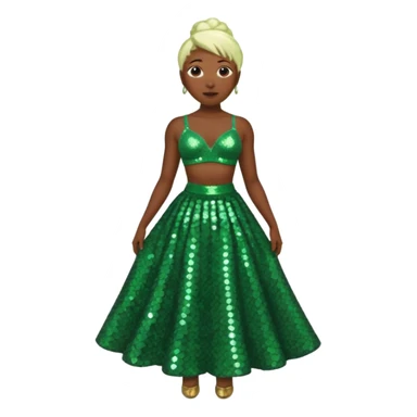 Cynthia Erivo with green sequin bra, green sequin long skirt sticker