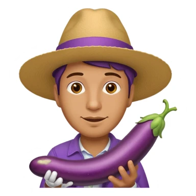 Man and long eggplant sticker