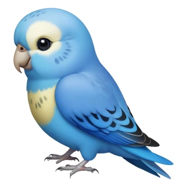Cinematic Noble Blue Budgie Portrait Emoji, Poised and regal, with a petite, delicate build and a smooth, well-groomed fur of vibrant blue feathers, deep-set soulful dark eyes, Simplified yet sharp and sophisticated features, highly detailed, glowing with a soft, dignified glow, high shine, intelligent and charming, stylized with an air of elegance, focused and attentive, soft glowing outline, capturing the essence of a watchful and confident avian companion, so majestic it feels as though it could flutter out of the screen with effortless authority! sticker
