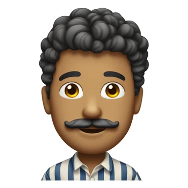 Little French man with curly mustache and striped shirt smirking sticker