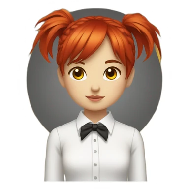 (gril) makima with red hair fringe, yellow eyes with a circle inside and a white shirt and black tie sticker