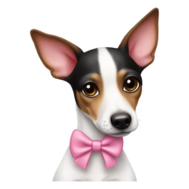 Rat terrier wearing a pink bow sticker